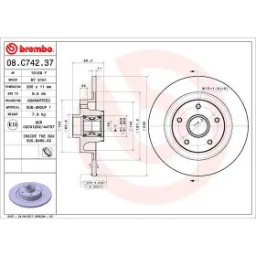 BREMBO Teljes féktárcsa Ø290mm  08.C742.37