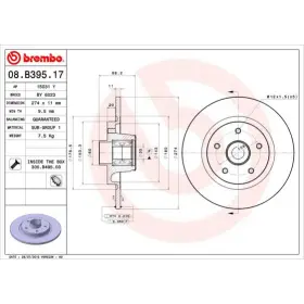 BREMBO Féknyereg Ø274mm 08.B395.17