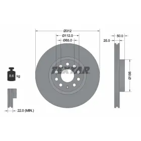 TEXTAR Szellőztetett féktárcsa Ø312mm 92120505