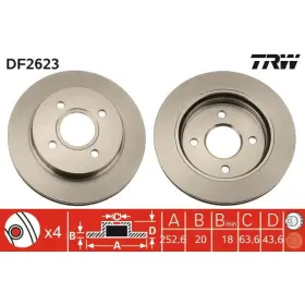 TRW Szellőztetett féktárcsa Ø252,6mm DF2623