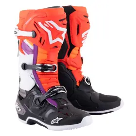 TECH 10 csizma, ALPINESTARS (narancssárga/sárga/lila/fehér/fekete, 48-as méret)