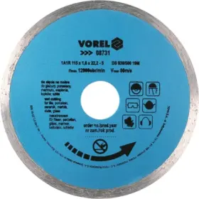 Vorel - Kotúč rezný diamantový Ø115x22.2x1.6mm plný