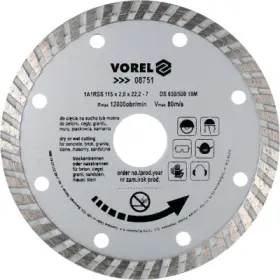 Vorel - Kotúč rezný diamantový Ø115x22.2x2.0mm turbo