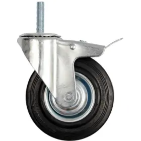 Vorel - Koliesko otočné s brzdou, gumové so skrutkou 100kg 125/33/153mm