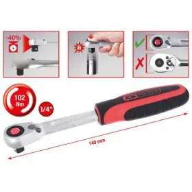 Ks Tools - Obojstranná račňa, 72 zubov 1/4", 140mm