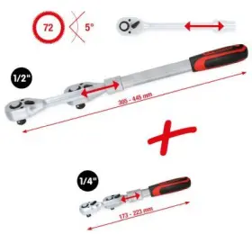 Ks Tools - Teleskopická obojstranná račňa 1/4" + 1/2" 2ks