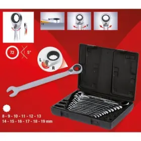 Ks Tools - Sada očkových a vidlicových kľúčov s račňou 12 dielna
