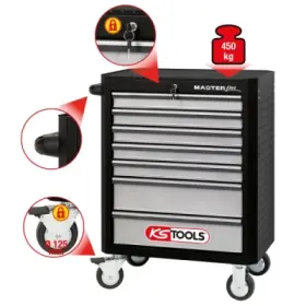 Ks Tools - Skrinka na náradie MASTERline, so 7 zásuvkami čierno/strieborná