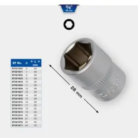 Brilliant - Nadstavec šesťhranný krátky 3/8" 20mm