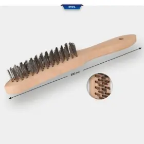 Ks Tools - Oceľová ručná drôtená kefa 4 rady 290mm